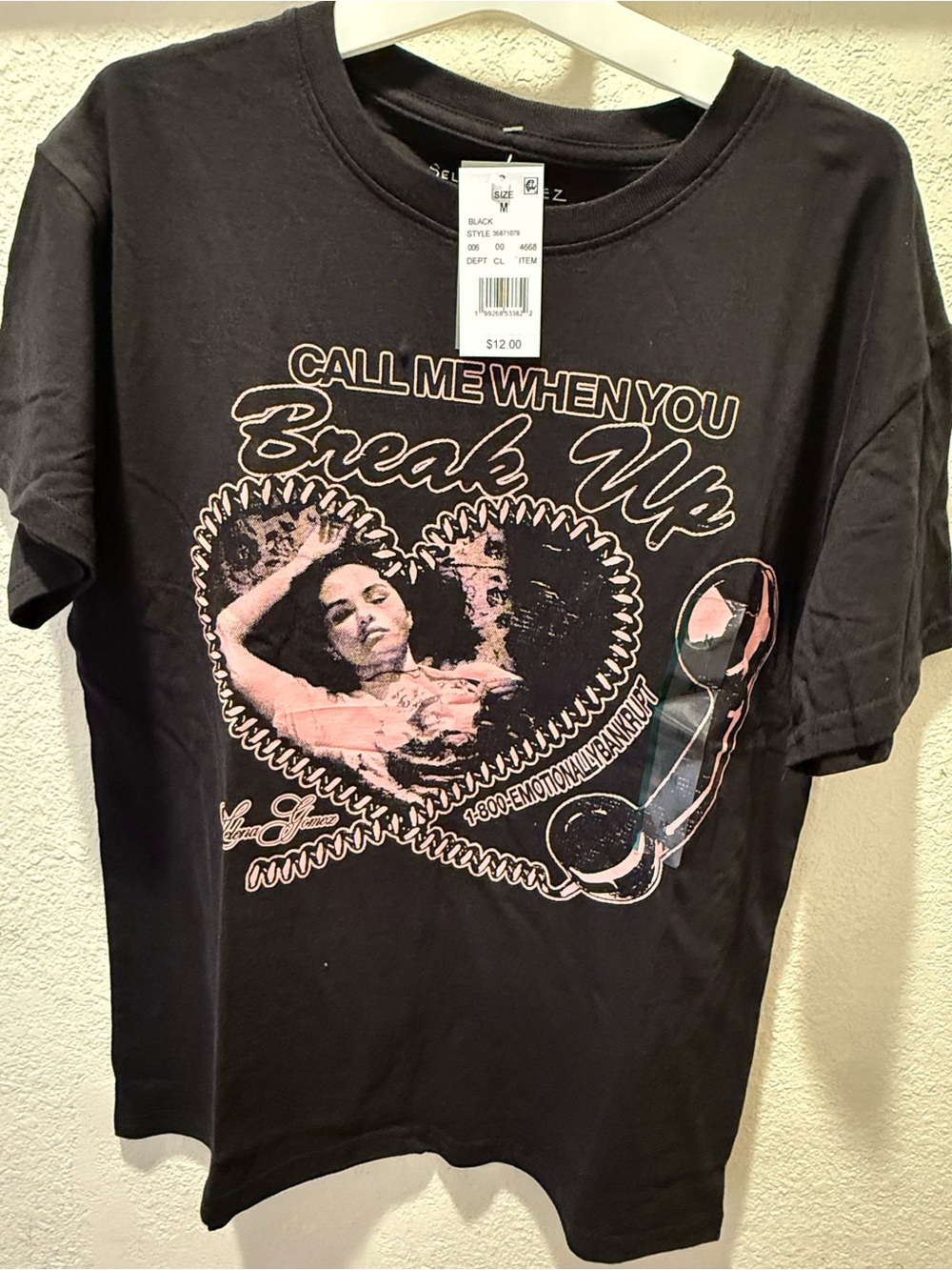 Selena Gomez Black Graphic "Call Me When You Break Up" Tee